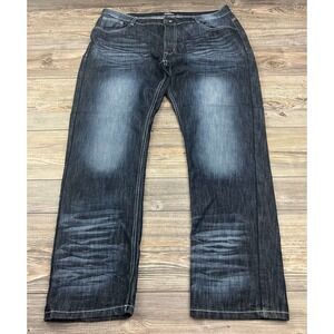 Black Lacquer Men's Jeans Blue Sz 42 Denim Button Zip Straight Y2K Hip Hop Urban